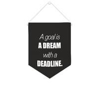 Yelolyio Bandiera da parete in tela con citazione ispiratrice A Goal Is A Dream with A Deadline Wall Art Hanging Banner Home Office Decor 25,4 x 30,5 cm Tela Banner Regali di inaugurazione della casa