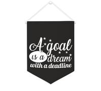 Yelolyio Bandiera da parete in tela con citazione ispiratrice A Goal Is A Dream with A Deadline Wall Art Hanging Banner Home Office Decor 30,5 x 40,6 cm Banner su tela Regali di inaugurazione della