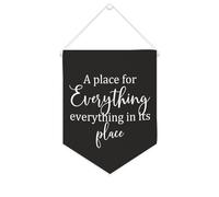 Yelolyio Bandiera da parete in tela con citazione ispiratrice "A Place for Everything,everything in its place", decorazione da parete per casa e ufficio, 25,4 x 30,5 cm, regalo per inaugurazione della