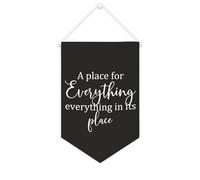 Yelolyio Bandiera da parete in tela con citazione ispiratrice "A Place for Everything,everything in its place", decorazione da parete per casa e ufficio, 25,4 x 38,1 cm, striscione in tela per