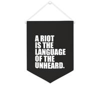 Yelolyio Bandiera da parete in tela con citazione ispiratrice "A Riot Is The Language of The Unheard", decorazione da parete per casa e ufficio, 30,5 x 40,6 cm, idea regalo per l'inaugurazione della