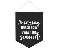 Yelolyio Bandiera da parete in tela con citazione ispiratrice Amazing Grace How Sweet The Sound Wall Art Hanging Banner Home Office Decor 30,5 x 40,6 cm Banner in tela Regali di inaugurazione della