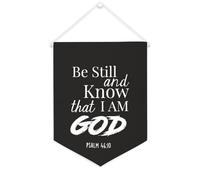 Yelolyio Bandiera da parete in tela con citazione ispiratrice Be Still And Know That I Am God Salmo 46:12 Wall Art Hanging Banner Home Office Decor 30,5 x 40,6 cm Tela Banner Regali di inaugurazione