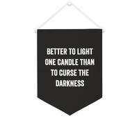 Yelolyio Bandiera da parete in tela con citazione ispiratrice "Better to Light One Candle Than to Curse The Darkness", decorazione da parete per casa e ufficio, 30,5 x 40,6 cm, striscione in tela per