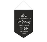 Yelolyio Bandiera da parete in tela con citazione ispiratrice Bless The Food Before Us The Family Beside Us Wall Art Hanging Banner Home Office Decor 25 x 38 cm tela banner regali di inaugurazione