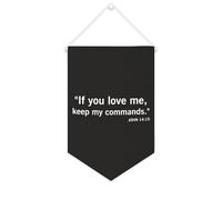Yelolyio Bandiera da parete in tela con citazione ispiratrice con scritta "If You Love Me,keep My Commands.John 14:15" Wall Art Hanging Banner Home Office Decor 25,4 x 38,1 cm tela banner regali di