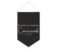 Yelolyio Bandiera da parete in tela con citazione ispiratrice con scritta "If You Love Me,keep My Commands.John 14:15" Wall Art Hanging Banner Home Office Decor 25,4 x 38,1 cm tela banner regali di