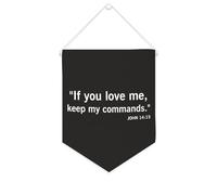 Yelolyio Bandiera da parete in tela con citazione ispiratrice con scritta "If You Love Me,keep My Commands.John 14:15" Wall Art Hanging Banner Home Office Decor 25,4 x 30,5 cm tela banner regali di