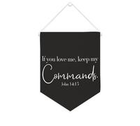 Yelolyio Bandiera da parete in tela con citazione ispiratrice con scritta "If You Love Me,keep My Commands.John 14:15" Wall Art Hanging Banner Home Office Decor 25,4 x 30,5 cm tela banner regali di