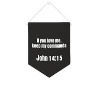 Yelolyio Bandiera da parete in tela con citazione ispiratrice con scritta "If You Love Me,keep My Commands.John 14:15" Wall Art Hanging Banner Home Office Decor 25,4 x 30,5 cm tela banner regali di