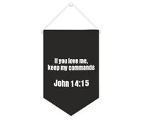 Yelolyio Bandiera da parete in tela con citazione ispiratrice con scritta "If You Love Me,keep My Commands.John 14:15" Wall Art Hanging Banner Home Office Decor 25,4 x 38,1 cm tela banner regali di