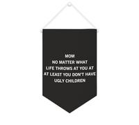 Yelolyio Bandiera da parete in tela con citazione ispiratrice con scritta in inglese "Mom No Matter What Life Throws at You", decorazione per casa e ufficio, 25,4 x 38,1 cm, in tela, regalo per