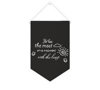 Yelolyio Bandiera da parete in tela con citazione ispiratrice con scritta in lingua inglese "He Has The Most Who Is Most Content with The Least", decorazione per casa e ufficio, 25,4 x 38,1 cm, in