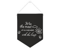 Yelolyio Bandiera da parete in tela con citazione ispiratrice con scritta in lingua inglese "He Has The Most Who Is Most Content with The Least", decorazione per casa e ufficio, 25,4 x 30,5 cm, regalo