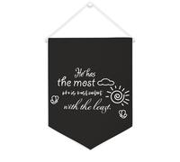 Yelolyio Bandiera da parete in tela con citazione ispiratrice con scritta in lingua inglese "He Has The Most Who Is Most Content with The Least", decorazione per casa e ufficio, 30,5 x 40,6 cm, idea