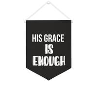 Yelolyio Bandiera da parete in tela con citazione ispiratrice con scritta in lingua inglese "His Grace Is Entro", decorazione per casa e ufficio, 30,5 x 40,6 cm, regalo per l'inaugurazione della casa