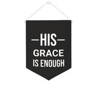 Yelolyio Bandiera da parete in tela con citazione ispiratrice con scritta in lingua inglese "His Grace Is Entro", decorazione per casa e ufficio, 30,5 x 40,6 cm, regalo per l'inaugurazione della casa