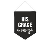 Yelolyio Bandiera da parete in tela con citazione ispiratrice con scritta in lingua inglese "His Grace Is Entro", decorazione per casa e ufficio, 25,4 x 30,5 cm, regalo per inaugurazione della casa