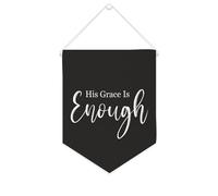 Yelolyio Bandiera da parete in tela con citazione ispiratrice con scritta in lingua inglese "His Grace Is Entro", decorazione per casa e ufficio, 25,4 x 30,5 cm, regalo per inaugurazione della casa