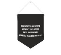 Yelolyio Bandiera da parete in tela con citazione ispiratrice con scritta in lingua inglese "How Long Will You Simple Ones Love Your Simple Ways", striscione da appendere per casa e ufficio, 25,4 x
