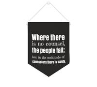 Yelolyio Bandiera da parete in tela con citazione ispiratrice con scritta in lingua inglese "Where There Is No Counselthe People Fall Wall Art Hanging Banner Home Office Decor 25,4 x 30,5 cm banner in