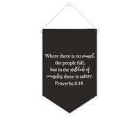 Yelolyio Bandiera da parete in tela con citazione ispiratrice con scritta in lingua inglese "Where There Is No Counselthe People Fall Wall Art Hanging Banner Home Office Decor 25,4 x 38,1 cm in tela