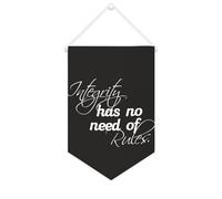 Yelolyio Bandiera da parete in tela con citazione ispiratrice con scritta "Integrity Has No Need of Rules", decorazione da parete per casa e ufficio, 25 x 38 cm, idea regalo per l'inaugurazione della