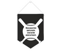 Yelolyio Bandiera da parete in tela con citazione ispiratrice con scritta "Men Must Live And Create". Live to The Point of Tears, striscione da appendere per casa e ufficio, 25,4 x 30,5 cm