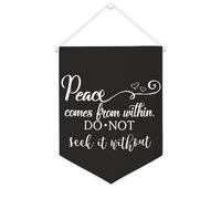 Yelolyio Bandiera da parete in tela con citazione ispiratrice con scritta "Peace Comes from Within. Do Not Seek It Without Wall Art Hanging Banner Home Office Decor 30,5 x 40,6 cm Banner su tela