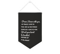 Yelolyio Bandiera da parete in tela con citazione ispiratrice con scritta "Peace I leave with you,my peace I give to you", decorazione da parete per casa e ufficio, 25 x 38 cm, striscione in tela per
