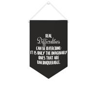Yelolyio Bandiera da parete in tela con citazione ispiratrice con scritta "Real Difficulties can be overcome" Wall Art Hanging Banner Home Office Decor 25,4 x 38,1 cm in tela Banner Regali di