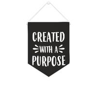 Yelolyio Bandiera da parete in tela con citazione ispiratrice Creato con uno scopo Wall Art Hanging Banner Home Office Decor 25,4 x 30,5 cm Tela Banner Regali di inaugurazione della casa