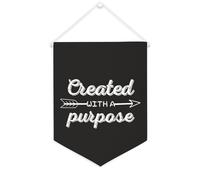 Yelolyio Bandiera da parete in tela con citazione ispiratrice Creato con uno scopo Wall Art Hanging Banner Home Office Decor 30,5 x 40,6 cm Banner su tela Regali di inaugurazione della casa