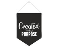 Yelolyio Bandiera da parete in tela con citazione ispiratrice Creato con uno scopo Wall Art Hanging Banner Home Office Decor 25,4 x 30,5 cm Tela Banner Regali di inaugurazione della casa