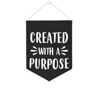 Yelolyio Bandiera da parete in tela con citazione ispiratrice Creato con uno scopo Wall Art Hanging Banner Home Office Decor 30,5 x 40,6 cm Banner in tela Regali di inaugurazione della casa