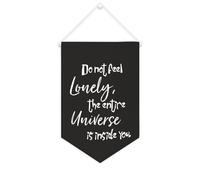 Yelolyio Bandiera da parete in tela con citazione ispiratrice "Do Not Feel Lonely, The Entire Universe Is Inside You", decorazione da parete per casa e ufficio, 25 x 38 cm, in tela, regalo per