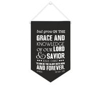 Yelolyio Bandiera da parete in tela con citazione ispiratrice e scritta "But Grow in The Grace And Knowledge of Our Lord" da appendere per casa e ufficio, 25 x 38 cm, in tela, regalo per