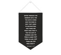 Yelolyio Bandiera da parete in tela con citazione ispiratrice Enter through The Narrow Gate Wall Art Hanging Banner Home Office Decor 25 x 38 cm Banner in tela Regali di inaugurazione della casa