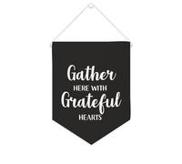 Yelolyio Bandiera da parete in tela con citazione ispiratrice Gather Here with Grateful Hearts Wall Art Hanging Banner Home Office Decor 25,4 x 30,5 cm banner in tela regali di inaugurazione della