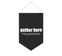 Yelolyio Bandiera da parete in tela con citazione ispiratrice Gather Here with Grateful Hearts Wall Art Hanging Banner Home Office Decor 25,4 x 38,1 cm tela banner regali di inaugurazione della casa