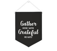 Yelolyio Bandiera da parete in tela con citazione ispiratrice Gather Here with Grateful Hearts Wall Art Hanging Banner Home Office Decor 30,5 x 40,6 cm banner in tela regali di inaugurazione della