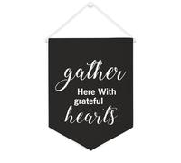 Yelolyio Bandiera da parete in tela con citazione ispiratrice Gather Here With Grateful Hearts Wall Art Hanging Banner Home Office Decor 30,5 x 40,6 cm banner in tela regali di inaugurazione della