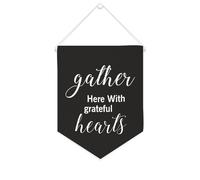 Yelolyio Bandiera da parete in tela con citazione ispiratrice Gather Here With Grateful Hearts Wall Art Hanging Banner Home Office Decor 25,4 x 30,5 cm banner in tela regali di inaugurazione della