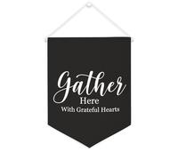 Yelolyio Bandiera da parete in tela con citazione ispiratrice Gather Here With Grateful Hearts Wall Art Hanging Banner Home Office Decor 30,5 x 40,6 cm banner in tela regali di inaugurazione della