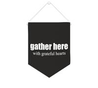 Yelolyio Bandiera da parete in tela con citazione ispiratrice Gather Here with Grateful Hearts Wall Art Hanging Banner Home Office Decor 25,4 x 30,5 cm banner in tela regali di inaugurazione della