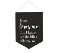 Yelolyio Bandiera da parete in tela con citazione ispiratrice Gesù mi ama questo I Know For The Bible Tells Me So So Wall Art Hanging Banner Home Office Decor 30,5 x 40,6 cm Tela Banner Regali di