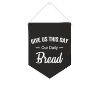 Yelolyio Bandiera da parete in tela con citazione ispiratrice Give Us This Day Our Daily Bread Wall Art Hanging Banner Home Office Decor 25,4 x 30,5 cm banner in tela regali di inaugurazione della