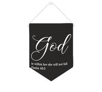 Yelolyio Bandiera da parete in tela con citazione ispiratrice God Is Within Her She Will Not Fall Psalm 46 5 Wall Art Hanging Banner Home Office Decor 25,4 x 30,5 cm tela banner regali di