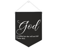 Yelolyio Bandiera da parete in tela con citazione ispiratrice God Is Within Her She Will Not Fall Psalm 46 5 Wall Art Hanging Banner Home Office Decor 30,5 x 40,6 cm Banner su tela Regali di