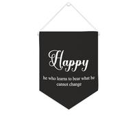 Yelolyio Bandiera da parete in tela con citazione ispiratrice Happy He Who Learns to Bear What He Cannot Change Wall Art Hanging Banner Home Office Decor 25,4 x 30,5 cm Tela Banner Regali di